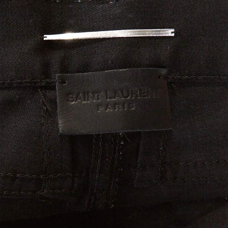 Pre Owned Saint Laurent Paris Black Denim Biker Jeans XS