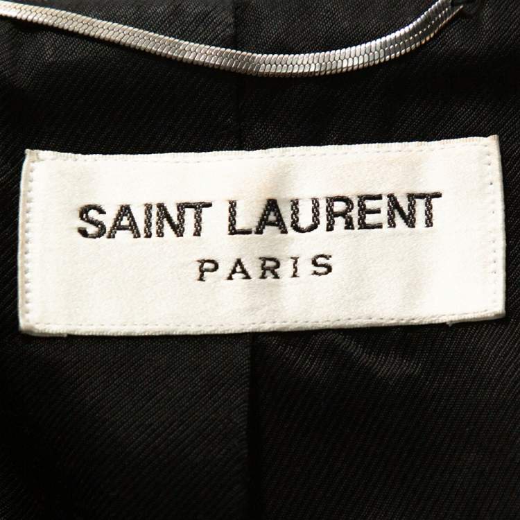 Pre Owned Saint Laurent Paris Black Leather Flight Jacket M