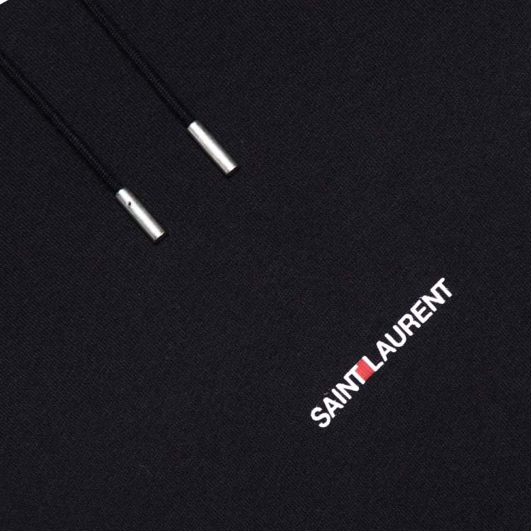 Pre Owned Saint Laurent Black Logo Print Cotton Hooded Sweatshirt L