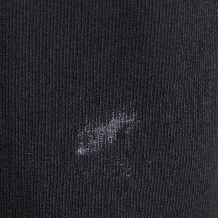 Pre Owned Saint Laurent Black Logo Print Cotton Hooded Sweatshirt L