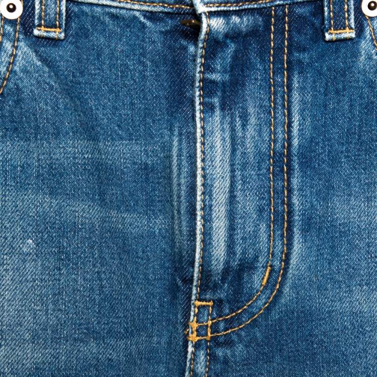 Pre Owned Saint Laurent Paris Indigo Faded Effect Denim Skinny Jeans S