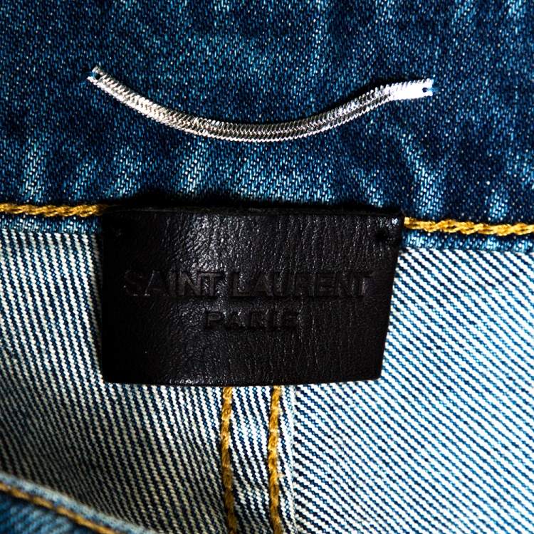 Pre Owned Saint Laurent Paris Indigo Faded Effect Denim Skinny Jeans S