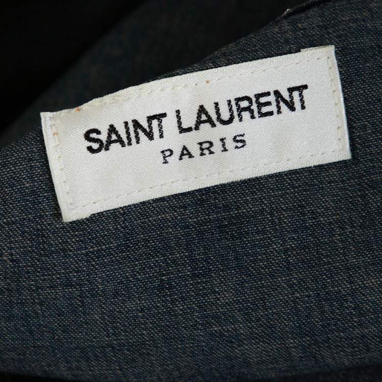 Pre Owned Saint Laurent Paris Blue Dark Wash Denim Button Front Shirt M