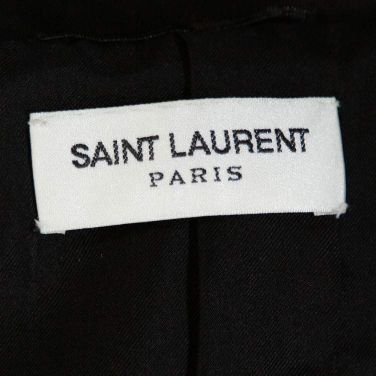 Pre Owned Saint Laurent Paris Black Musical Note Embroidered Satin Teddy Jacket XS
