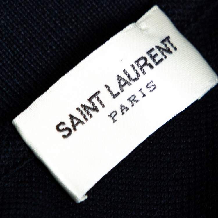 Pre Owned Saint Laurent Paris Navy Blue Cotton Pique Polo T-Shirt M