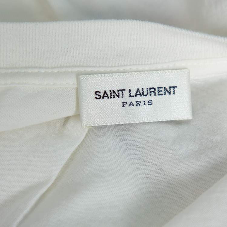 Pre Owned Saint Laurent Paris White Dinosaur Print Cotton T-Shirt XXL