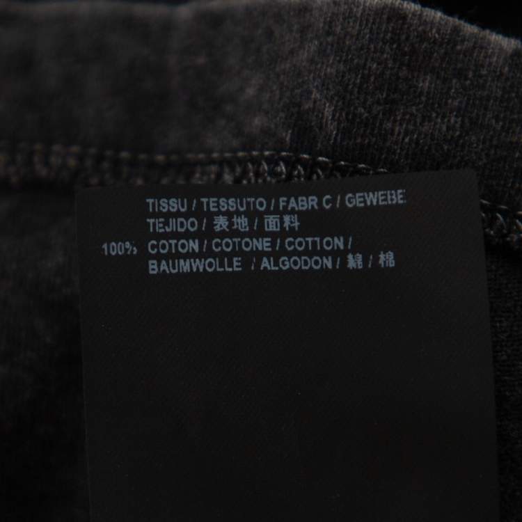 Pre Owned Saint Laurent Paris Black Y Printed Cotton Washed Out Effect T Shirt L