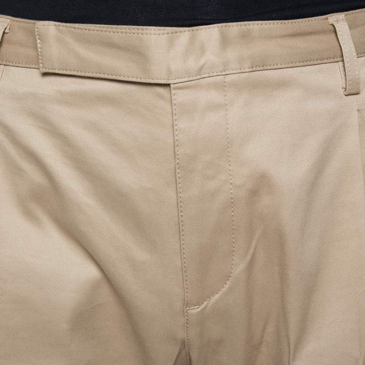 Pre Owned Saint Laurent Paris Beige Cotton Straight Leg Trousers M