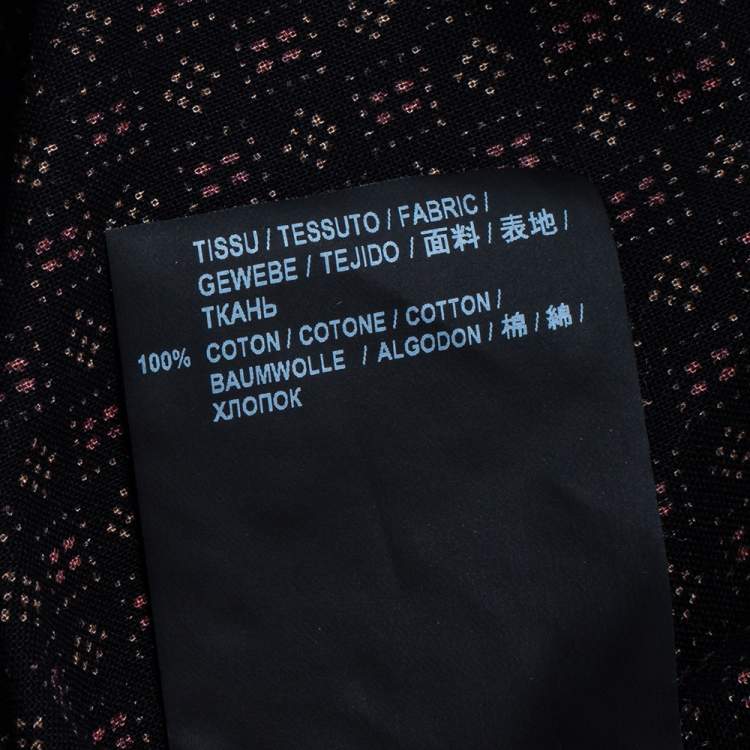 Pre Owned Saint Laurent Paris Black Micro Geometric Printed Cotton Button Front Shirt XL