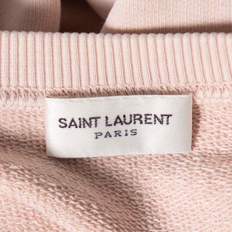 مملوكة مسبقًا Saint Laurent Paris Beige Cotton Archive Logo Printed Sweatshirt M