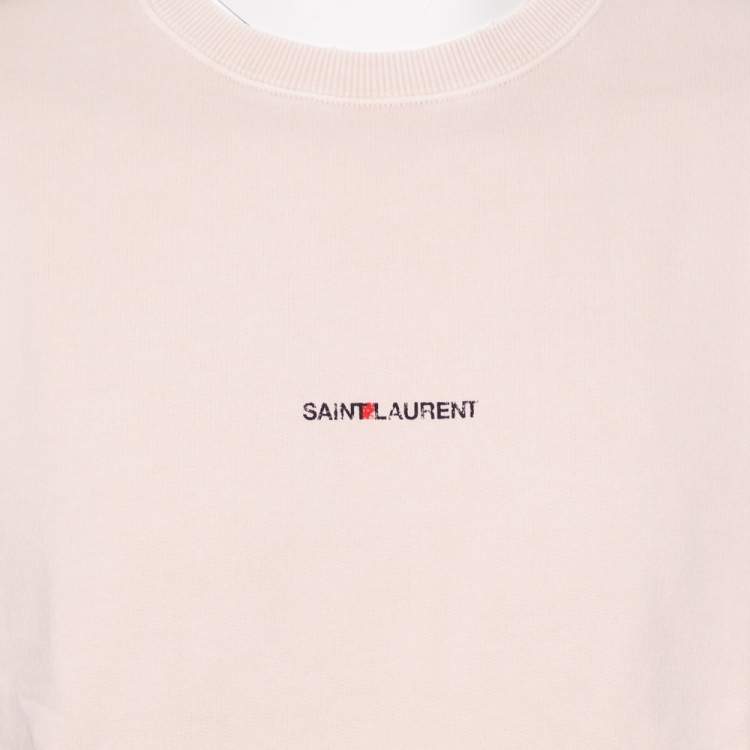 مملوكة مسبقًا Saint Laurent Paris Beige Cotton Archive Logo Printed Sweatshirt M