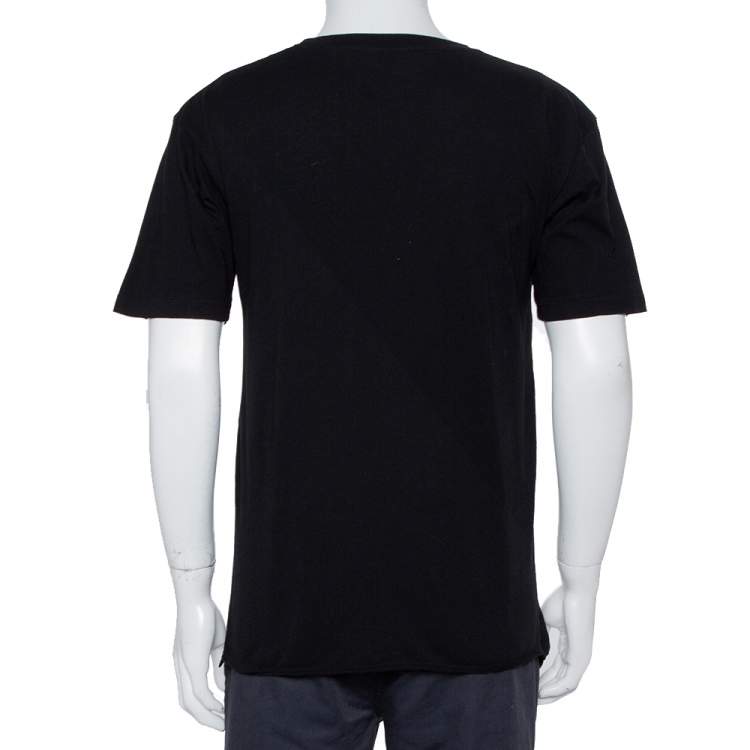 Pre Owned Saint Laurent Paris Black No Smoking Printed Cotton Crewneck T-Shirt XS