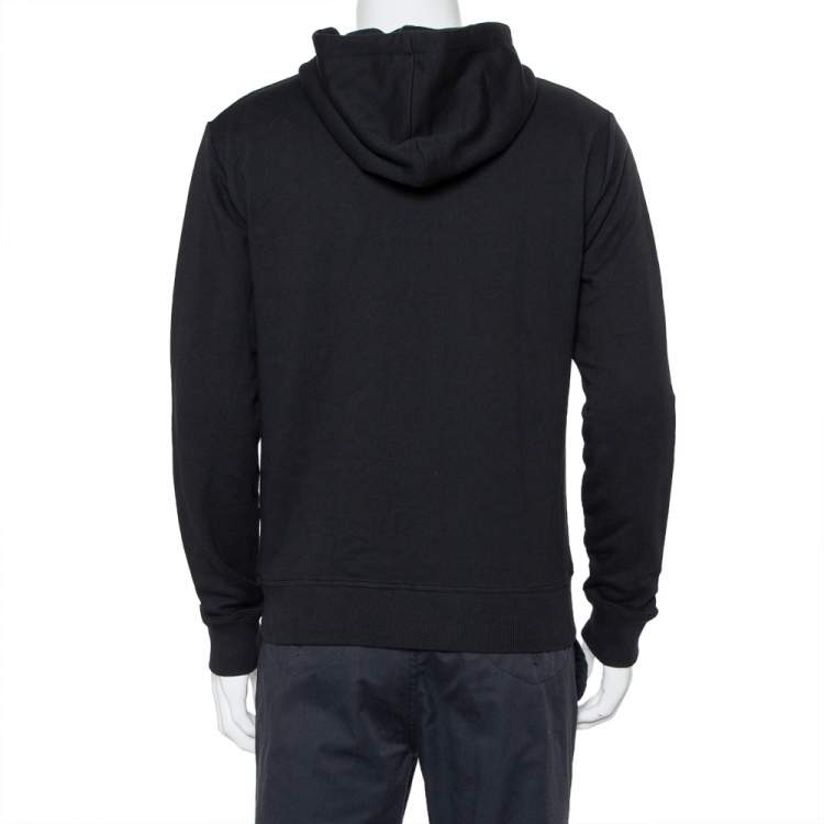 Pre Owned Saint Laurent Paris Black Cotton Logo Printed Hoodie M