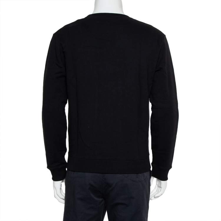 Pre Owned Saint Laurent Paris Black Cotton Embellished Logo Detail Crewneck Sweatshirt M