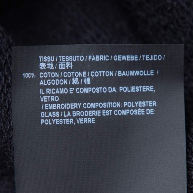 Pre Owned Saint Laurent Paris Black Cotton Embellished Logo Detail Crewneck Sweatshirt M