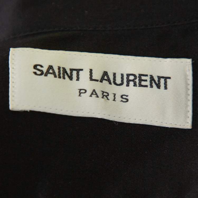 Pre Owned Saint Laurent Paris Black Silk Satin Button Front Shirt S