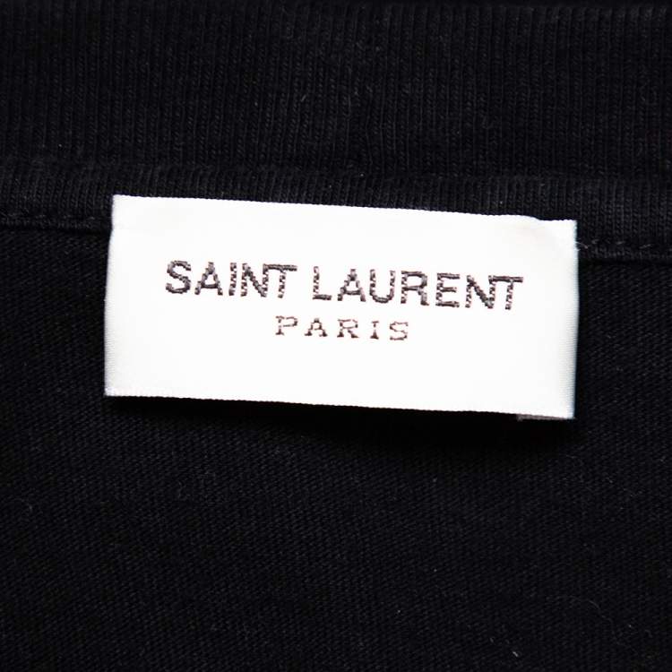 Pre Owned Saint Laurent Paris Black vampire Printed Cotton Crewneck T-Shirt S