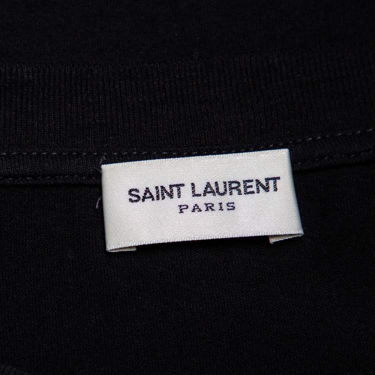 Pre Owned Saint Laurent Paris Black No Smoking Printed Cotton Crewneck T-Shirt XS