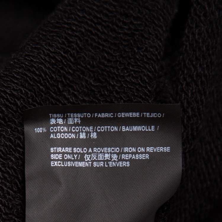 Pre Owned Saint Laurent Paris Black Logo Printed Cotton Knit Hoodie XS