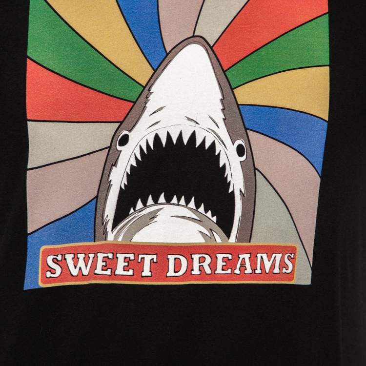 Pre Owned Saint Laurent Paris Black Sweet Dreams Shark Printed Cotton T-shirt M