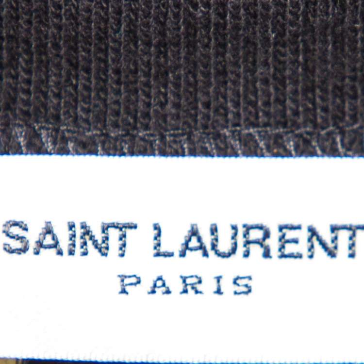 Pre Owned Saint Laurent Black Knit Zip Detail Crewneck Sweater M
