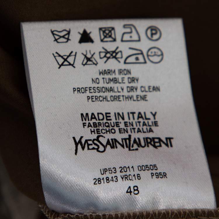 Pre Owned Saint Laurent Beige Cotton Cross Tie Detailed Cargo Pants M