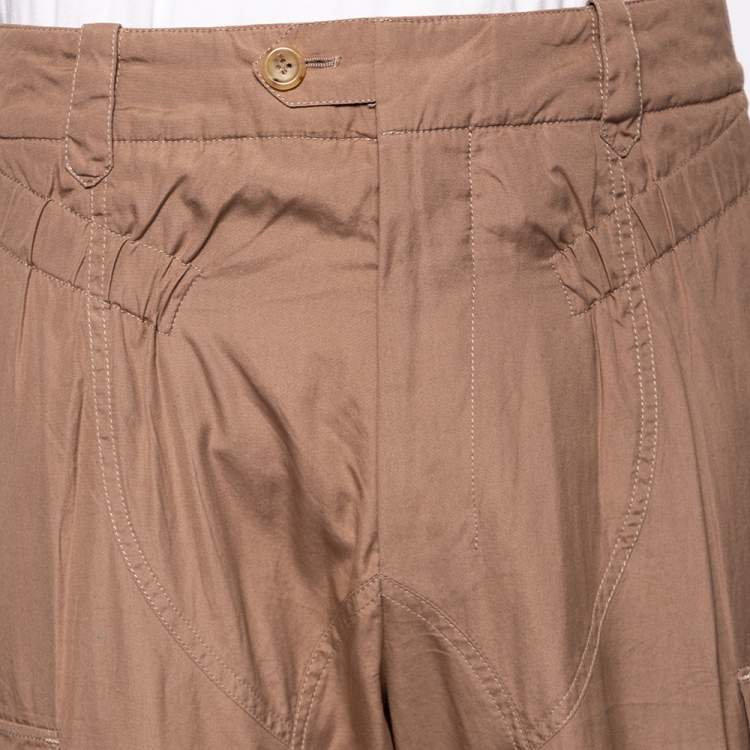 Pre Owned Saint Laurent Beige Cotton Cross Tie Detailed Cargo Pants M