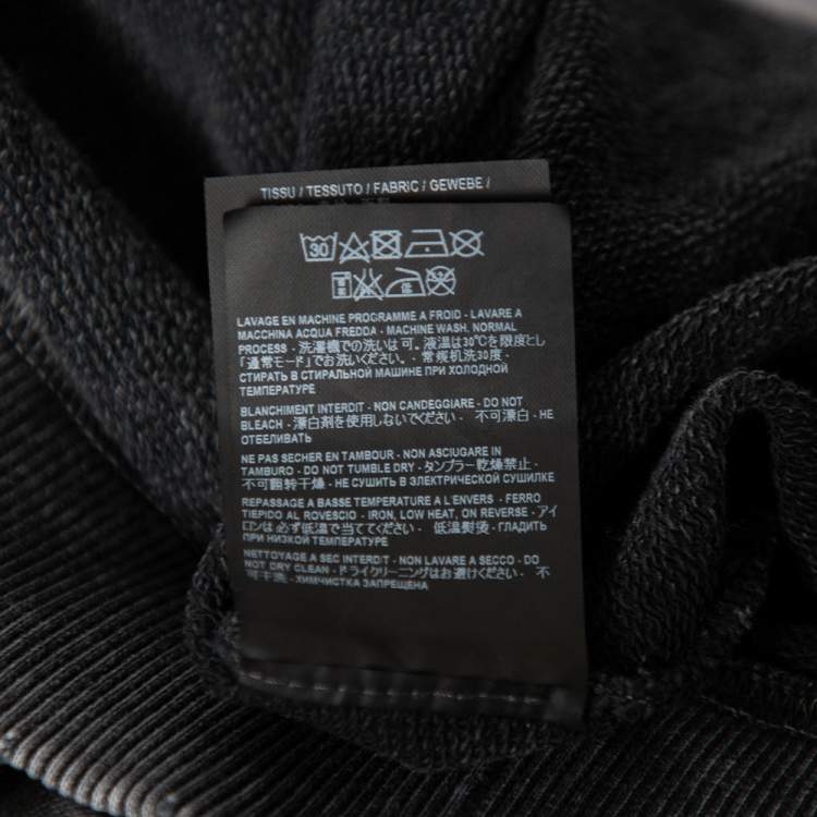 Pre Owned Saint Laurent Grey Logo Printed Cotton Distressed Hoodie XL