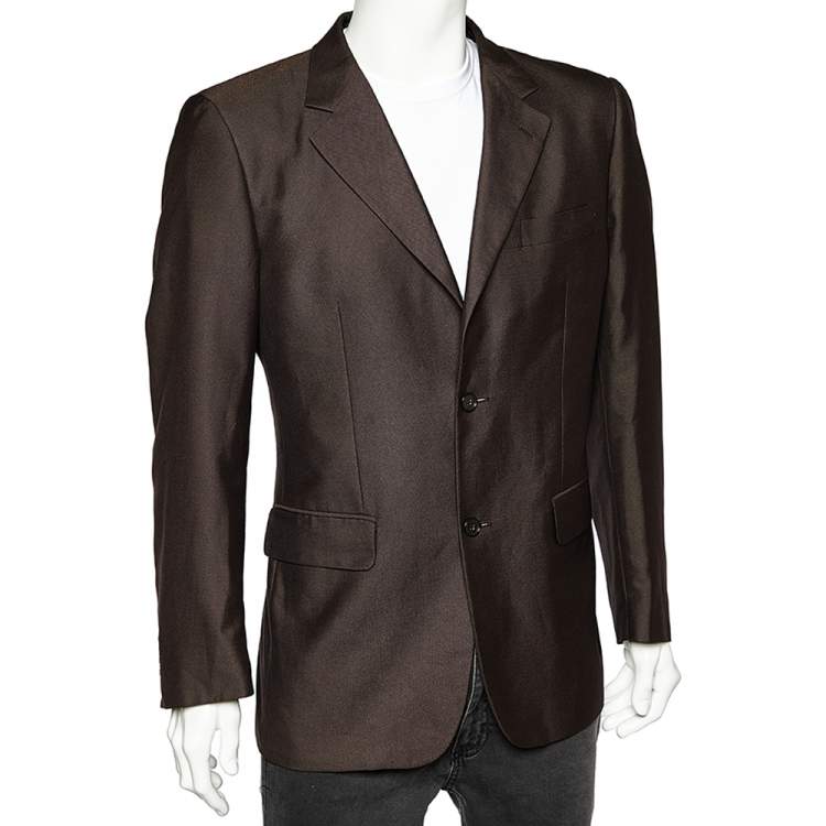 Pre Owned Yves Saint Laurent Vintage Brown Button Front Blazer XL