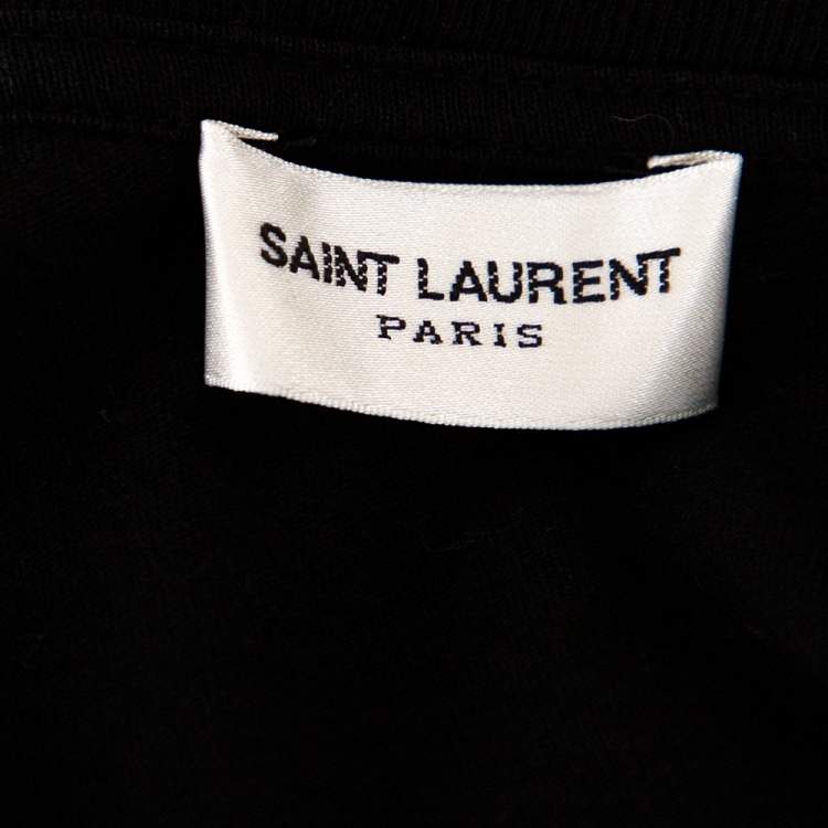 Pre Owned Saint Laurent Black Quit Smoking Printed Cotton Roundneck T-Shirt S