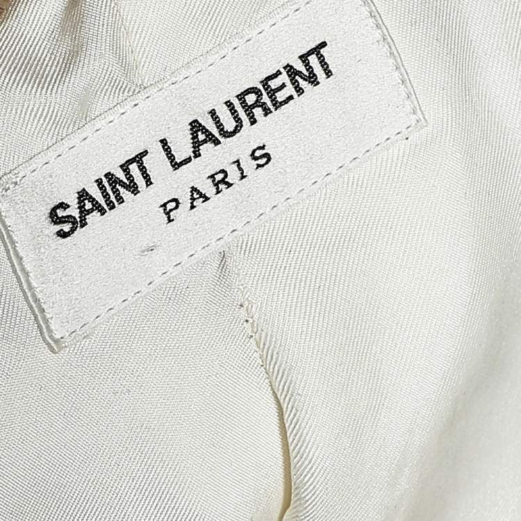 Pre Owned Saint Laurent Cream Wool and Mohair Button Front Blazer M