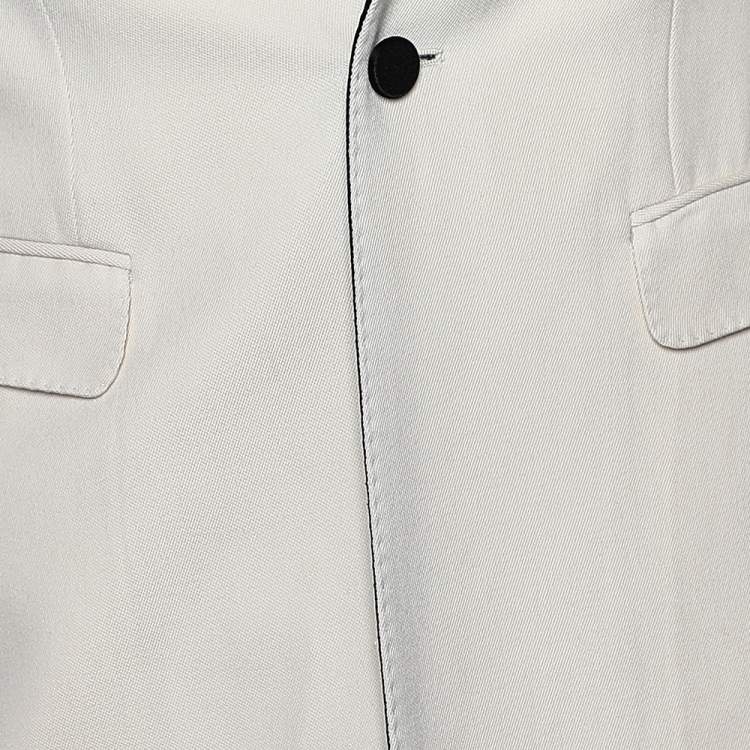 Pre Owned Saint Laurent Cream Wool and Mohair Button Front Blazer M