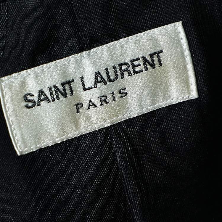 Pre Owned Saint Laurent Black Wool Trim Detail Open Front Blazer M