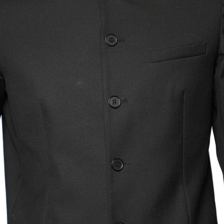Pre Owned Saint Laurent Black Wool Stand Collar Jacket M