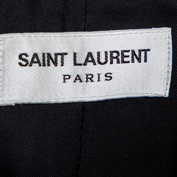 Pre Owned Saint Laurent Navy Blue Striped Wool Single Breasted Suit M