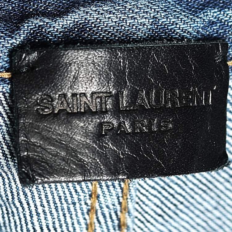 Pre Owned Saint Laurent Blue Distressed Denim Slim Fit Jeans M