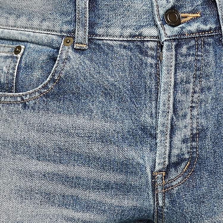 Pre Owned Saint Laurent Blue Distressed Denim Slim Fit Jeans M