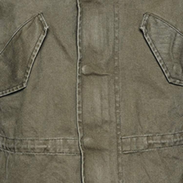 Pre Owned Saint Laurent Military Green Cotton And Linen Hooded Jacket XL