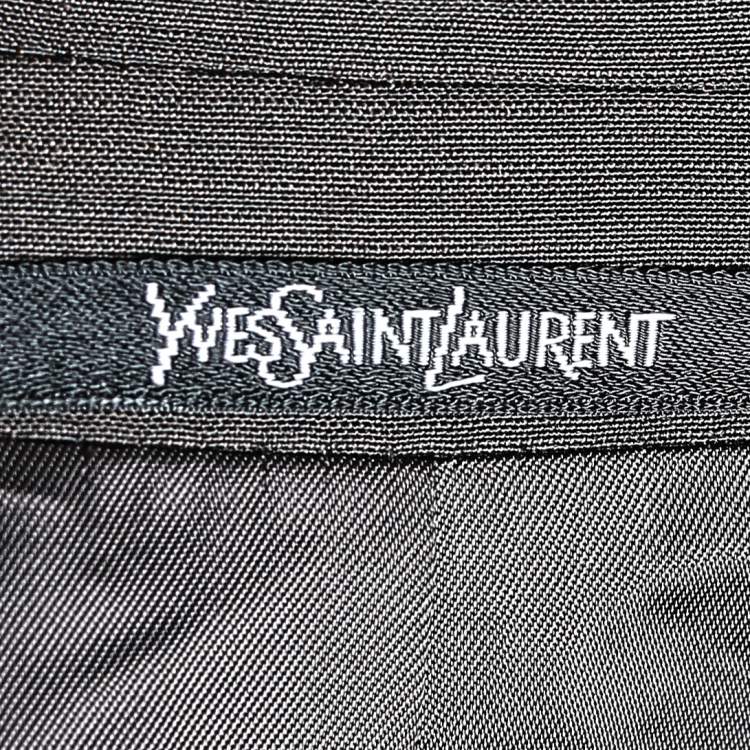 Pre Owned Yves Saint Laurent Vintage Brown Silk & Wool Button Front Blazer 4XL