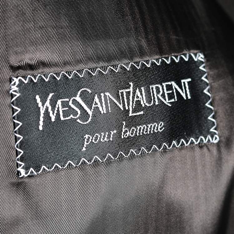 Pre Owned Yves Saint Laurent Vintage Brown Silk & Wool Button Front Blazer 4XL