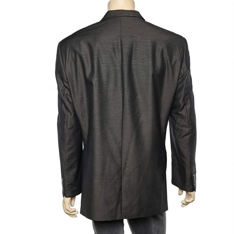 Pre Owned Yves Saint Laurent Vintage Brown Silk & Wool Button Front Blazer 4XL