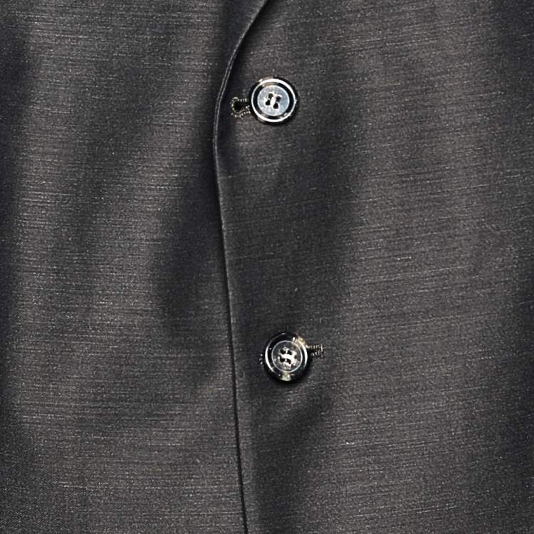 Pre Owned Yves Saint Laurent Vintage Brown Silk & Wool Button Front Blazer 4XL