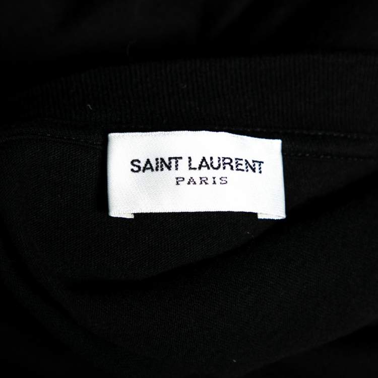 Pre Owned Saint Laurent Black Signature Logo Printed T-Shirt L