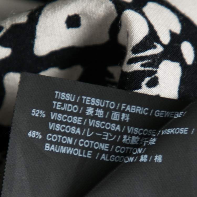 Pre Owned Saint Laurent Black and White Printed Cotton Short Sleeve Shirt S