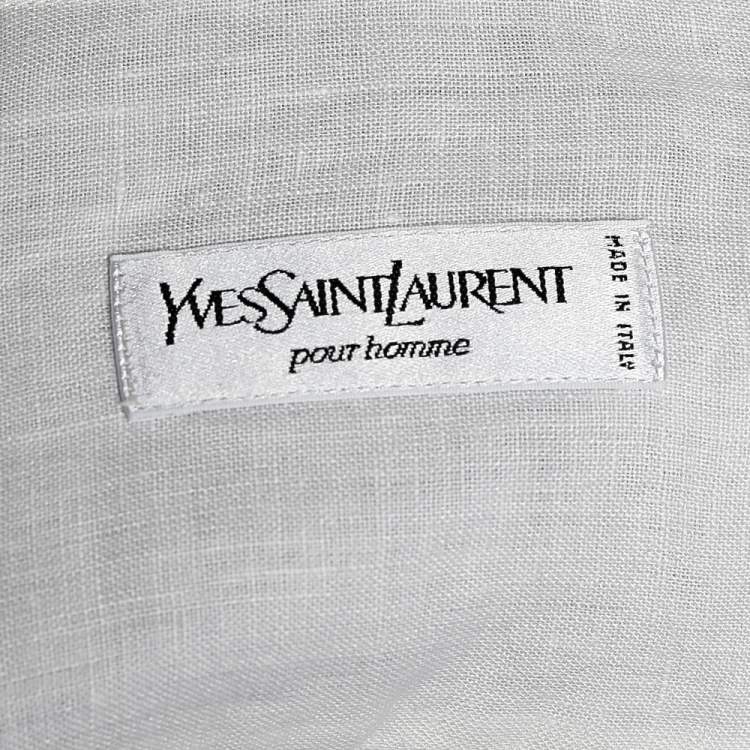Pre Owned Yves Saint Laurent White Linen Button Front Shirt S