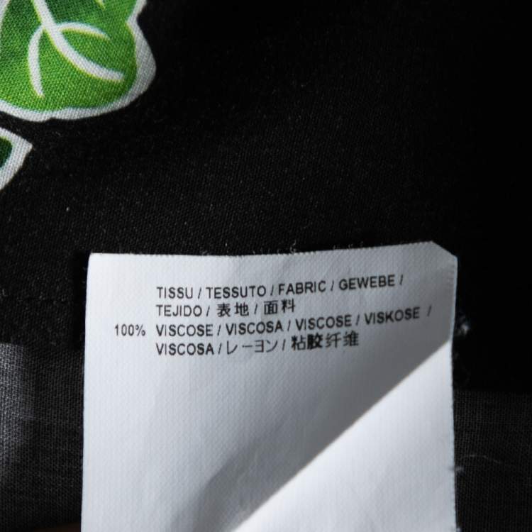 Pre Owned Saint Laurent Black Floral Printed Cotton Short Sleeve Love Bowling Shirt S