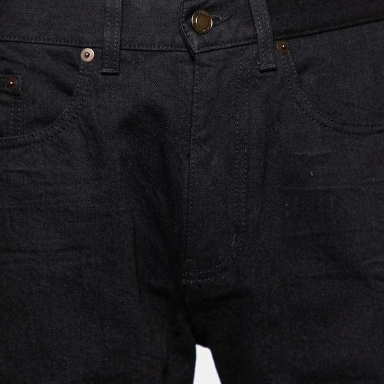 Pre Owned Saint Laurent Black Denim Shorts M