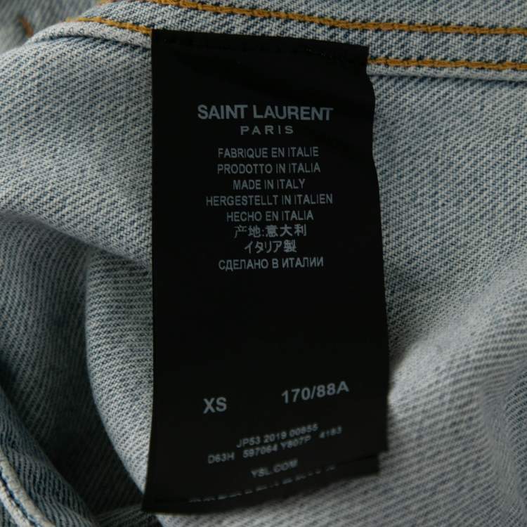 Pre Owned Saint Laurent Blue Denim Front Pocket Long Sleeve Jacket XS