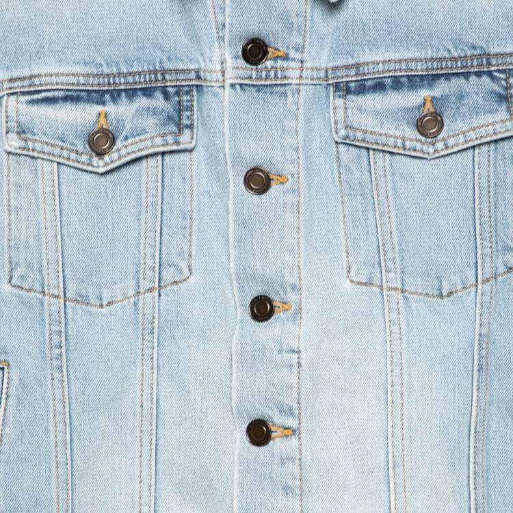 Pre Owned Saint Laurent Blue Denim Front Pocket Long Sleeve Jacket XS