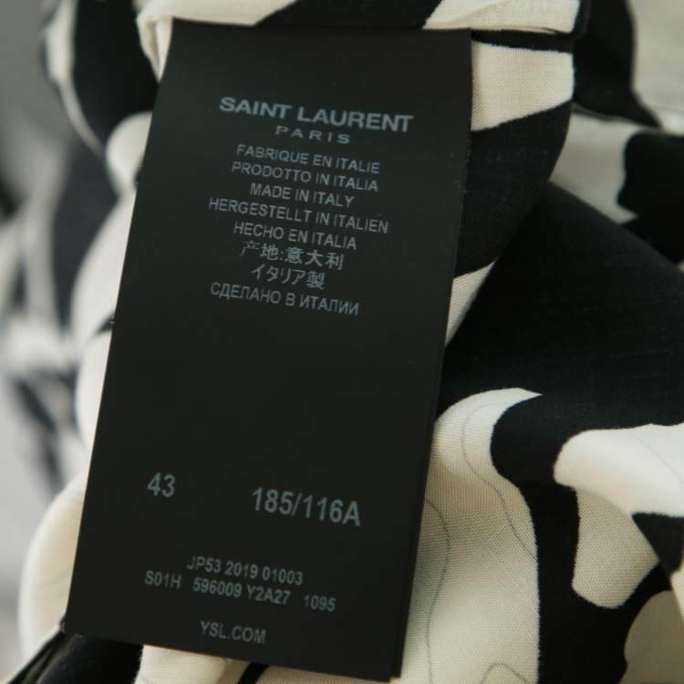 Pre Owned Saint Laurent Monochrome Jungle Print Crepe De Chine Short Sleeve Shirt XXL